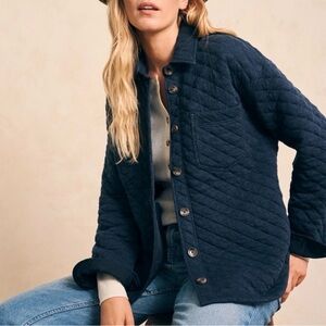 Faherty Epic Quilted Shirt Jacket Navy Melange XL